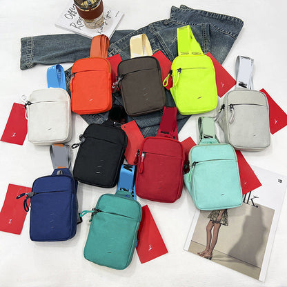Unisex Mini Nylon Crossbody Sling Bag Chest Pouch Adjustable Wide Strap Lightweight Grey for Travel Sports & Festivals