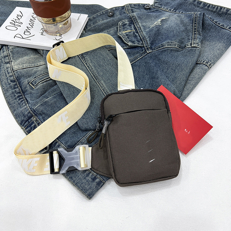 Unisex Mini Nylon Crossbody Sling Bag Chest Pouch Adjustable Wide Strap Lightweight Coffee for Travel Sports & Festivals