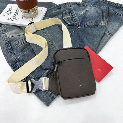 Unisex Mini Nylon Crossbody Sling Bag Chest Pouch Adjustable Wide Strap Lightweight Coffee for Travel Sports & Festivals