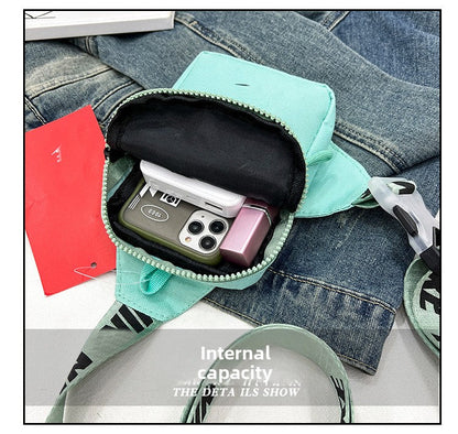 Unisex Mini Nylon Crossbody Sling Bag Chest Pouch Adjustable Wide Strap Lightweight Coffee for Travel Sports & Festivals