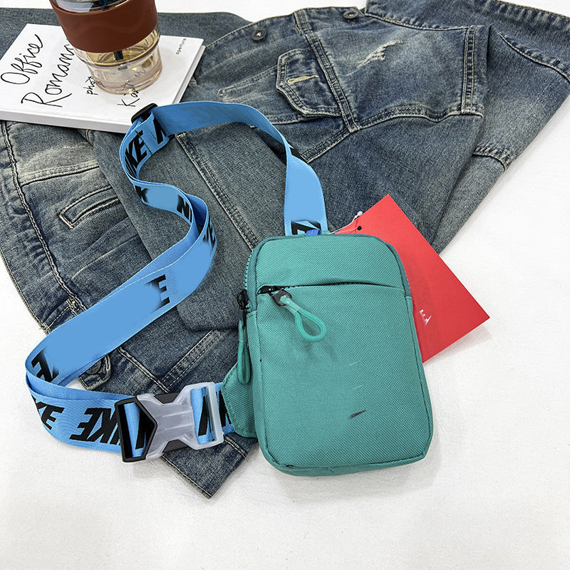Unisex Mini Nylon Crossbody Sling Bag Chest Pouch Adjustable Wide Strap Lightweight Dark Green for Travel Sports & Festivals
