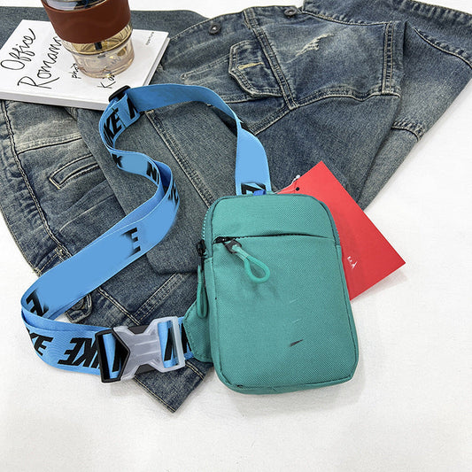 Unisex Mini Nylon Crossbody Sling Bag Chest Pouch Adjustable Wide Strap Lightweight Dark Green for Travel Sports & Festivals