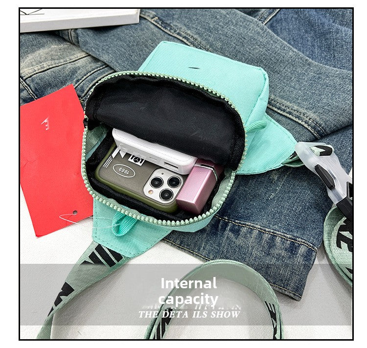 Unisex Mini Nylon Crossbody Sling Bag Chest Pouch Adjustable Wide Strap Lightweight Blue for Travel Sports & Festivals
