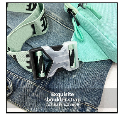 Unisex Mini Nylon Crossbody Sling Bag Chest Pouch Adjustable Wide Strap Lightweight Blue for Travel Sports & Festivals