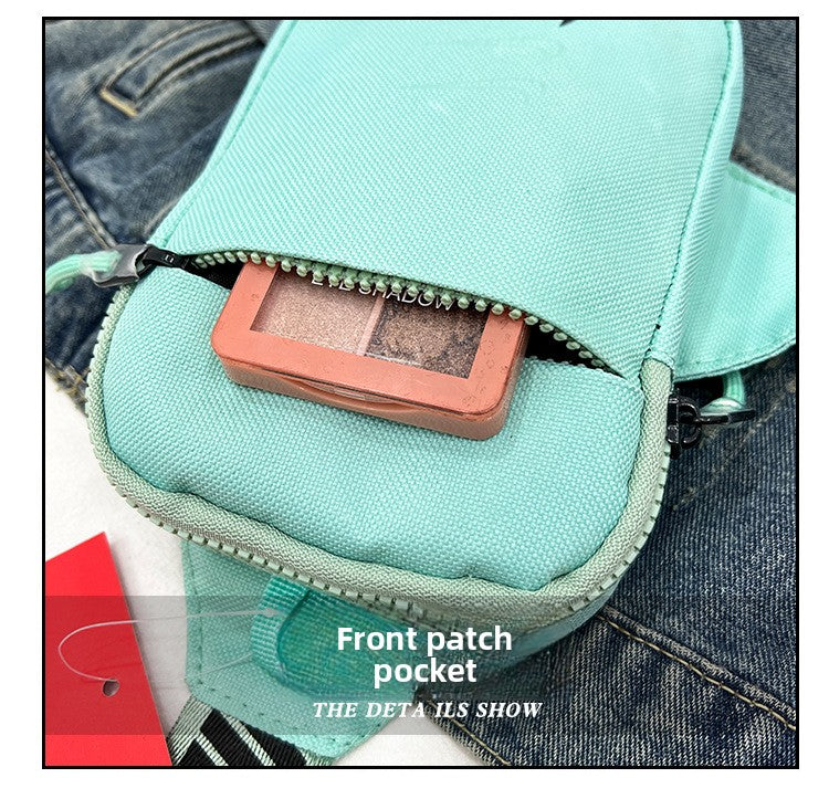 Unisex Mini Nylon Crossbody Sling Bag Chest Pouch Adjustable Wide Strap Lightweight Black for Travel Sports & Festivals