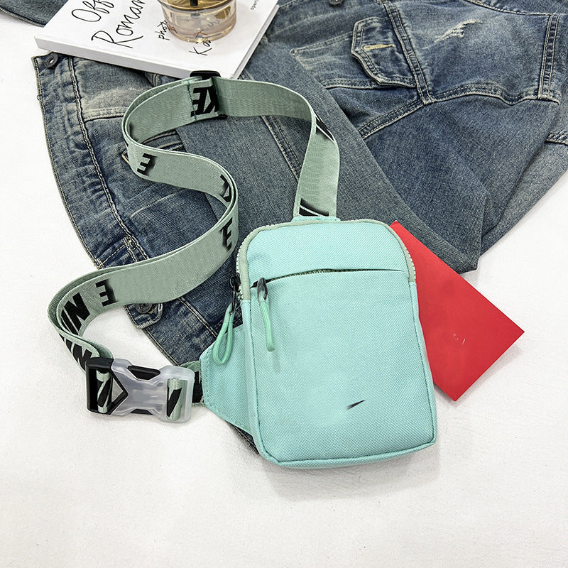 Unisex Mini Nylon Crossbody Sling Bag Chest Pouch Adjustable Wide Strap Lightweight Light Green for Travel Sports & Festivals