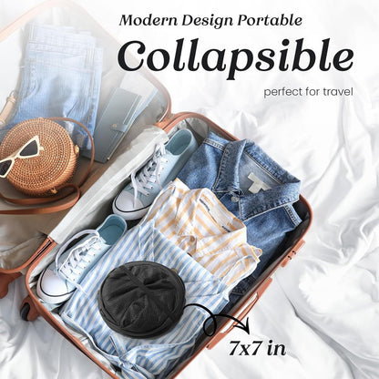 2 PCS Mesh Pop Up Laundry Hamper Collapsible Washing Basket with Side Pocket & Reinforced Handles Portable Dirty Clothes Bin for Dorm Travel & Toy Storage (Black & Grey)