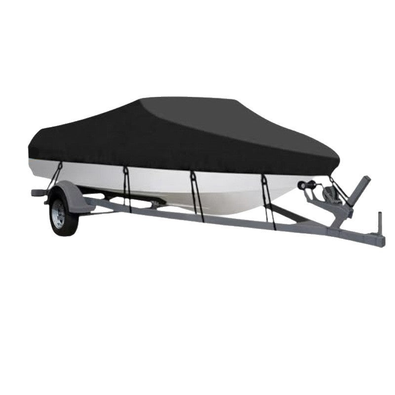 16-18ft Waterproof Boat Cover Trailerable V-Hull Runabout UV Resistant Marine Grade Storage Tarpaulin with Straps (Black, 570cm x 300cm)
