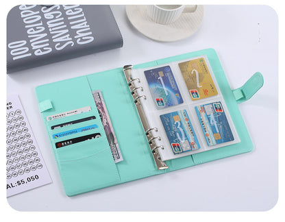 100 Envelope Savings Challenge Binder A5 Budget Planner Book PU Leather Cash Stuffing Money Organiser with Magnetic Closure & Tracker (Black)