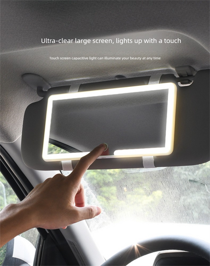 Car Visor Vanity Mirror with LED Lights Rechargeable Ultra-Thin Sun Visor Makeup Mirror 3 Light Modes Touch Control (White)