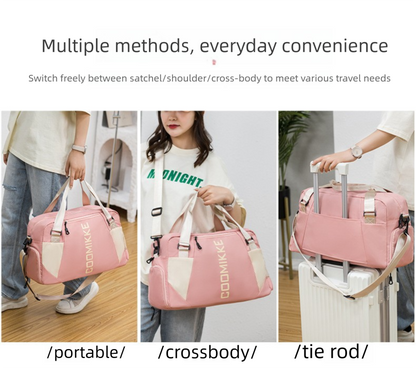 Large Travel Duffle Bag Gym Sports Weekender with Shoe Compartment Wet Pocket Lightweight Carry On Luggage Bag (Pink)
