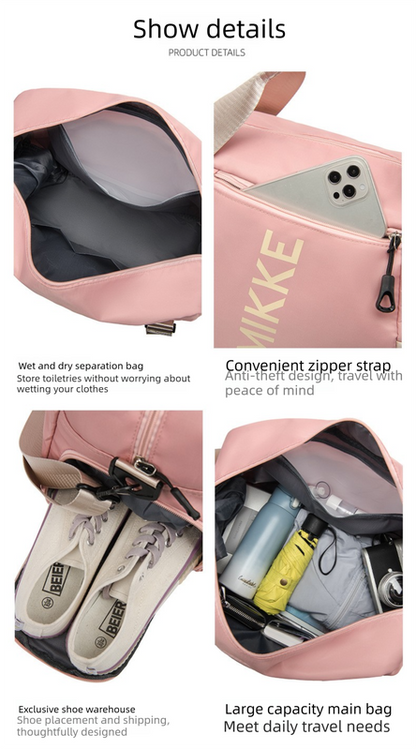 Large Travel Duffle Bag Gym Sports Weekender with Shoe Compartment Wet Pocket Lightweight Carry On Luggage Bag (Light Purple)
