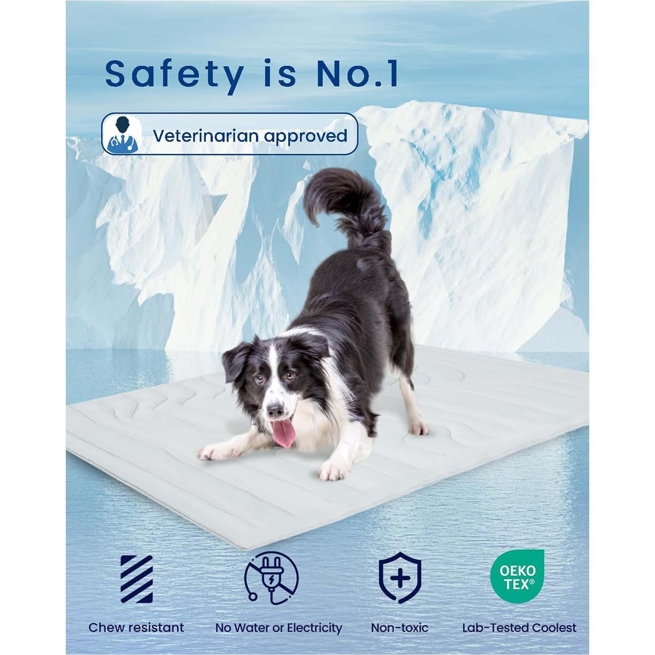 Pet Cooling Mat Self Cooling Pad for Dogs Cats Dual Sided Summer Sleeping Bed Grey Large (122x71cm)