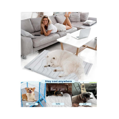 Pet Cooling Mat Self Cooling Pad for Dogs Cats Dual Sided Summer Sleeping Bed Grey Large (122x71cm)