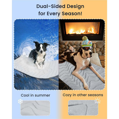Pet Cooling Mat Self Cooling Pad for Dogs Cats Dual Sided Summer Sleeping Bed Beige Small (51x41cm)
