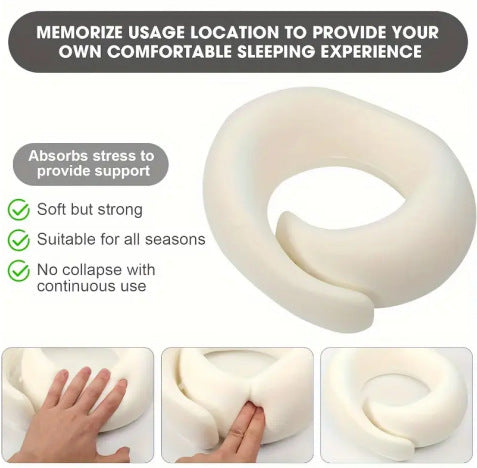 Memory Foam Travel Neck Pillow 360 Support Adjustable Snail Shape Chin Rest for Long Haul Flights Car & Office Portable with Storage Bag (Grey)