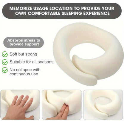 Memory Foam Travel Neck Pillow 360 Support Adjustable Snail Shape Chin Rest for Long Haul Flights Car & Office Portable with Storage Bag (Navy Blue)