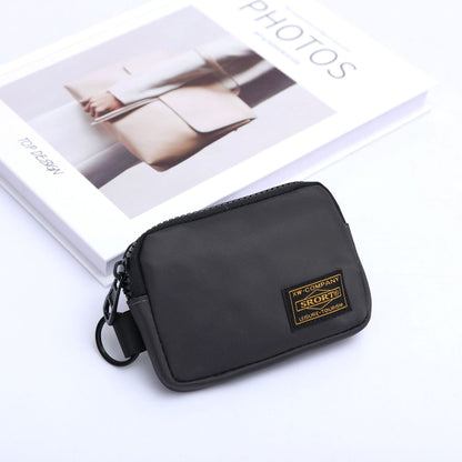 Small Nylon Coin Purse Zip Wallet Waterproof Mini Pouch Key Card Holder Lightweight EDC Organizer Grey (12x9cm)