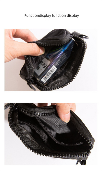 Small Nylon Coin Purse Zip Wallet Waterproof Mini Pouch Key Card Holder Lightweight EDC Organizer Grey (12x9cm)