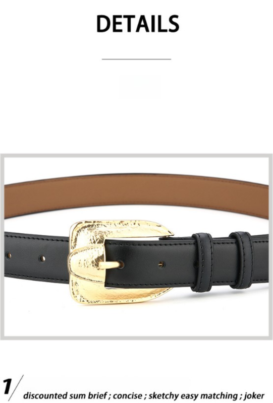 Womens Genuine Leather Belt Retro Gold Buckle Waist Belt for Jeans Dress Coat Fashion Split Cowhide Strap Khaki 105cm