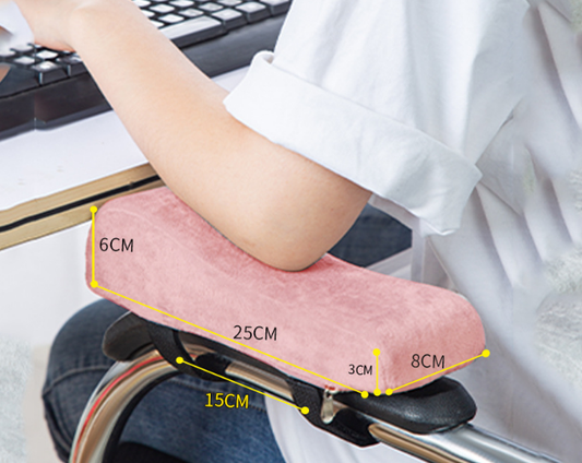 A pair of Ergonomic Chair Armrest Pads High Density Foam Elbow Support Cushion Pink Curved Design for Office & Gaming Chairs Relief Pressure Non-Slip Cover