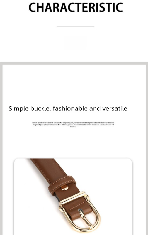Women's Genuine Leather Thin Belt 2.3cm Width Minimalist Gold D-Shaped Buckle Casual Waist Strap for Jeans Dresses Khaki 105cm
