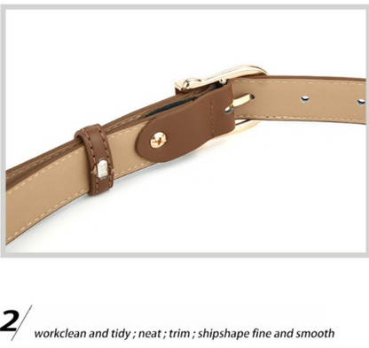 Women's Genuine Leather Thin Belt 2.3cm Width Minimalist Gold D-Shaped Buckle Casual Waist Strap for Jeans Dresses Khaki 105cm