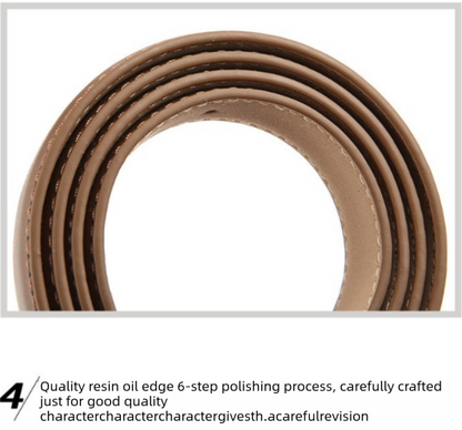Women's Genuine Leather Thin Belt 2.3cm Width Minimalist Gold D-Shaped Buckle Casual Waist Strap for Jeans Dresses Khaki 105cm