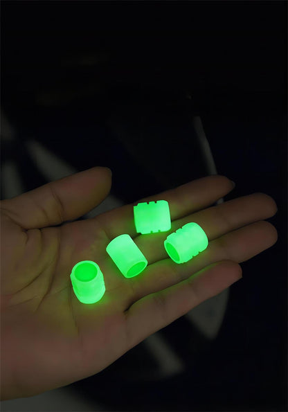 2 Packs of 4 Green Luminous Tyre Valve Caps Glow in The Dark Universal Wheel Air Dust Covers for Cars Bikes Motorcycles Scooters One-Piece Design