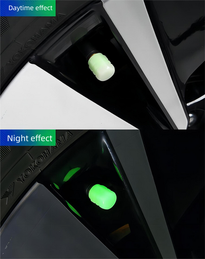 2 Packs of 4 Green Luminous Tyre Valve Caps Glow in The Dark Universal Wheel Air Dust Covers for Cars Bikes Motorcycles Scooters One-Piece Design