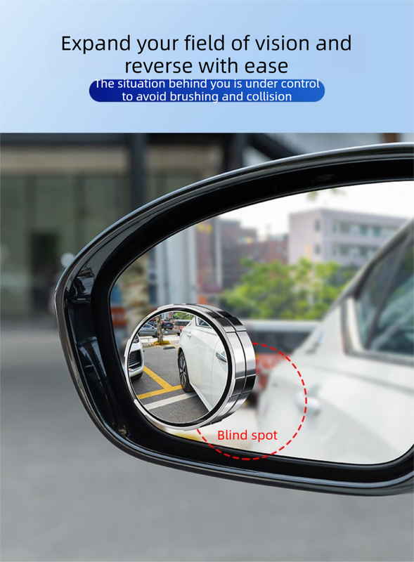 2Pcs Car Blind Spot Mirrors Suction Cup Vacuum Adsorption 360 Adjustable Round Rear View Convex Mirror Waterproof White Frame for Cars SUVs