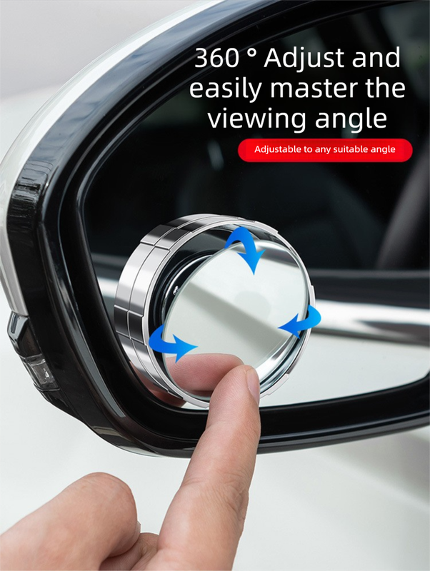 2Pcs Car Blind Spot Mirrors Suction Cup Vacuum Adsorption 360 Adjustable Round Rear View Convex Mirror Waterproof White Frame for Cars SUVs