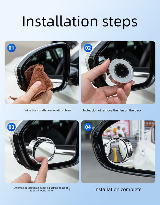 2Pcs Car Blind Spot Mirrors Suction Cup Vacuum Adsorption 360 Adjustable Round Rear View Convex Mirror Waterproof White Frame for Cars SUVs