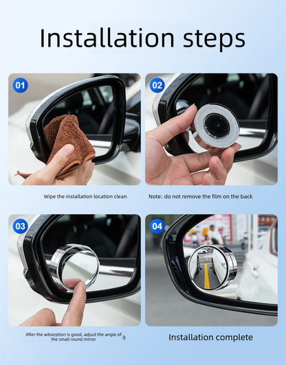 2Pcs Car Blind Spot Mirrors Suction Cup Vacuum Adsorption 360 Adjustable Round Rear View Convex Mirror Waterproof White Frame for Cars SUVs