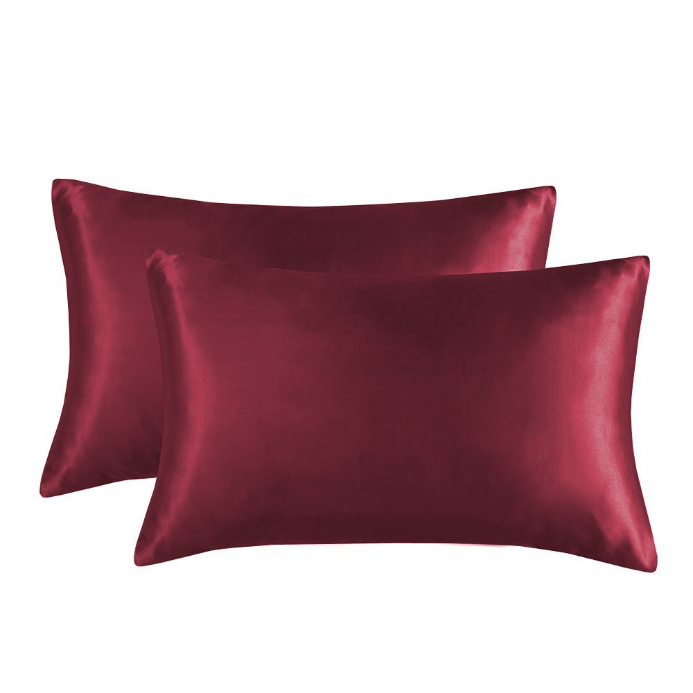 1-Pair Wine Red Luxury Satin Silk Pillowcase for Hair and Skin - Smooth Cooling Pillow Cover with Envelope Closure - Queen (20x30")