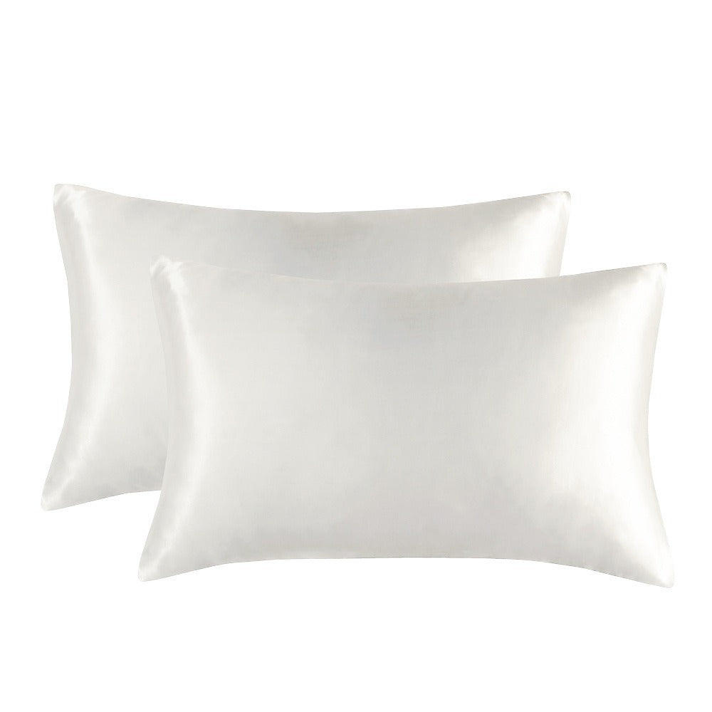 1-Pair White Luxury Satin Silk Pillowcase for Hair and Skin - Smooth Cooling Pillow Cover with Envelope Closure - King (20x36")