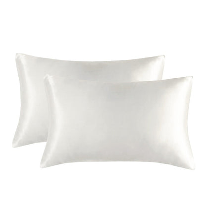 1-Pair White Luxury Satin Silk Pillowcase for Hair and Skin - Smooth Cooling Pillow Cover with Envelope Closure - King (20x36")