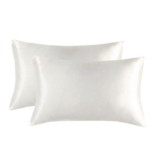 1-Pair White Luxury Satin Silk Pillowcase for Hair and Skin - Smooth Cooling Pillow Cover with Envelope Closure - King (20x36")