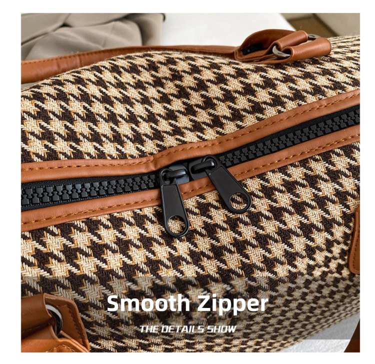 Brown Large Capacity Knitted Travel Bag with Shoe-Zone - Weekend Overnight & Carry-on Gym Bag
