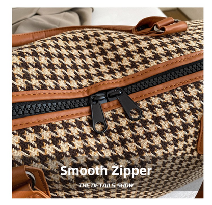 Brown Large Capacity Knitted Travel Bag with Shoe-Zone - Weekend Overnight & Carry-on Gym Bag