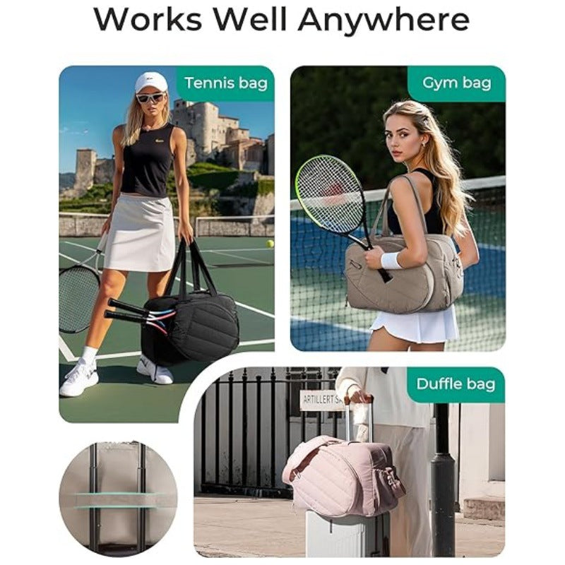 42L Pink Tennis & Pickleball Expandable Tote Bag wIth Shoe-Zone & Bottle Side Pocket - Waterproof Gym Bag for Racquets & Paddles
