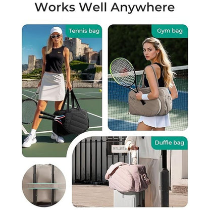 42L Black Tennis & Pickleball Expandable Tote Bag wIth Shoe-Zone & Bottle Side Pocket - Waterproof Gym Bag for Racquets & Paddles