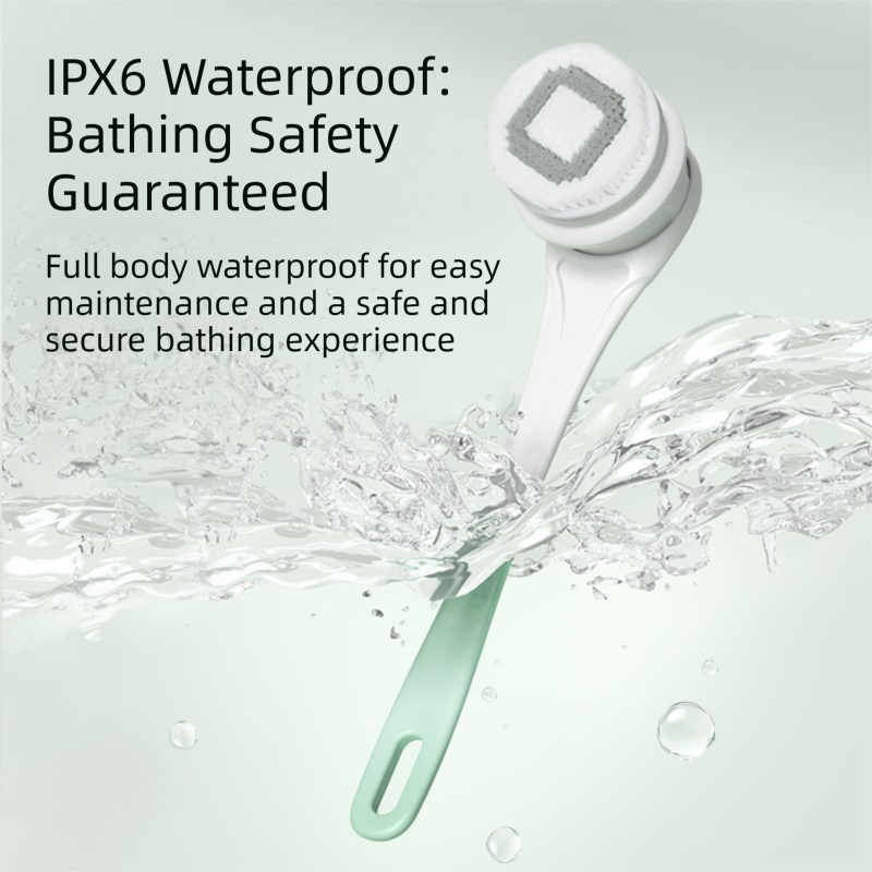Pink Electric 360Â°Rotating Shower Brush with Long Handle for Back Scrubbing(43CM) - IPX7 Waterproof & Premium Silicone & PA Bristles