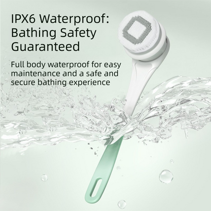 Pink Electric 360Â°Rotating Shower Brush with Long Handle for Back Scrubbing(43CM) - IPX7 Waterproof & Premium Silicone & PA Bristles