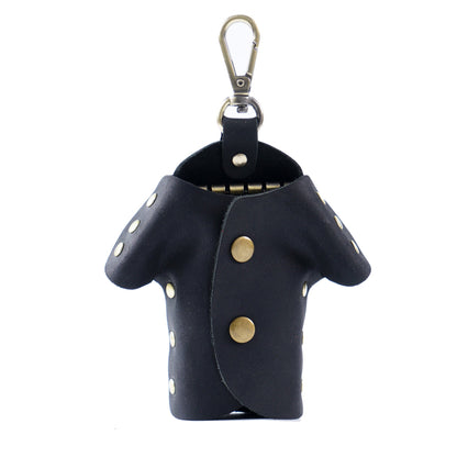 Black Genuine Crazy Horse Leather Key Case Creative Jacket Shape Holder Vintage Cowhide Pouch for Car Fob & House Keys Brown