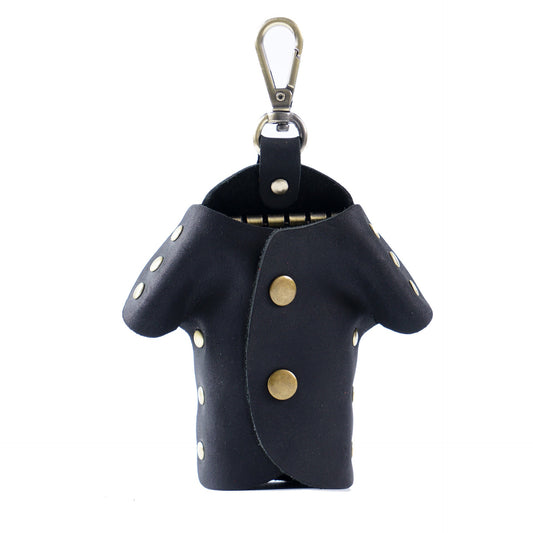 Black Genuine Crazy Horse Leather Key Case Creative Jacket Shape Holder Vintage Cowhide Pouch for Car Fob & House Keys Brown