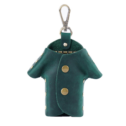 Green Genuine Crazy Horse Leather Key Case Creative Jacket Shape Holder Vintage Cowhide Pouch for Car Fob & House Keys Brown