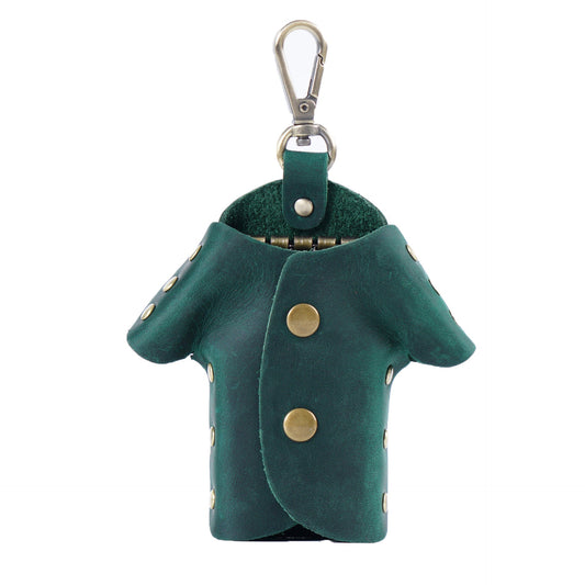 Green Genuine Crazy Horse Leather Key Case Creative Jacket Shape Holder Vintage Cowhide Pouch for Car Fob & House Keys Brown