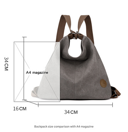 Black Versatile 3-in-1 Canvas Backpack and Shoulder Bag Large Capacity Handbag for Women Ideal for Travel School and Everyday Use