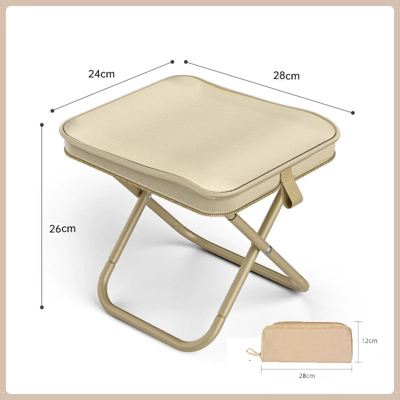 Beige Premium 2-Piece Portable Folding Stool Set | Lightweight Compact Camping Chairs | Durable Outdoor Seats for Fishing, Picnics, and Hiking